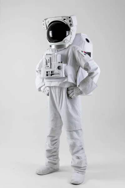 Levendige Astronaut Handen Taille Witte Achtergrond — Stockfoto