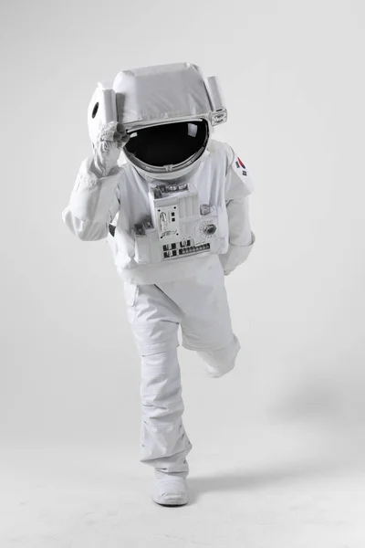 Lopende Astronaut Witte Achtergrond — Stockfoto