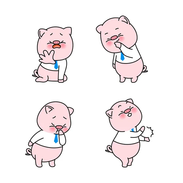 Vector Set Funny Pig Character Emoticon Collection — 图库矢量图片