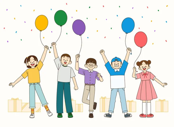 Dia Das Crianças Ilustração Crianças Felizes — Vetor de Stock