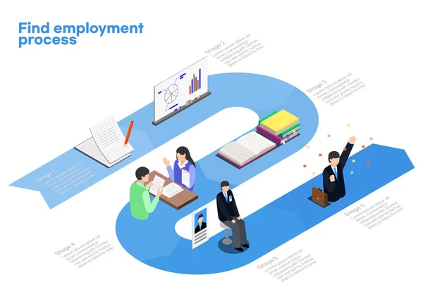 Proceso Entrevista Trabajo Vector Isométrico — Archivo Imágenes Vectoriales