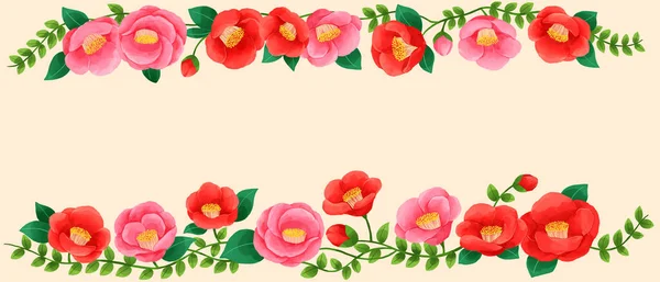 Flower Frame Red Camellia Memorial Day — Stock Vector