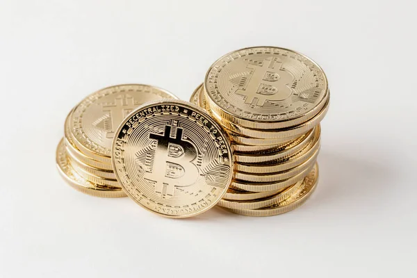 Piled Spread Bitcoin Object Cryptocurrency Concept — Stock Fotó