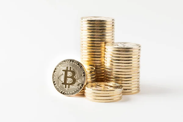 Piled Spread Bitcoin Object Cryptocurrency Concept — Stock Fotó