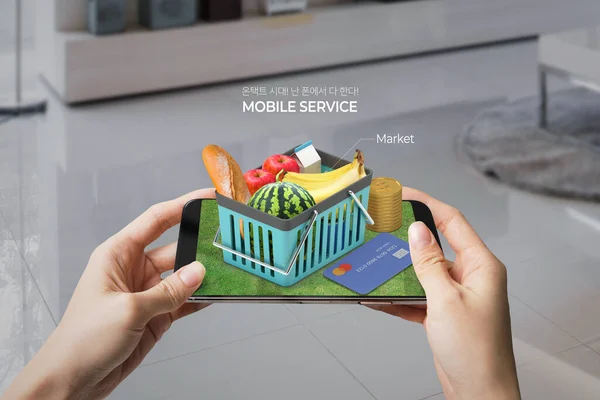 Mobile Services Untact Era Concept Mobile Shopping — Stok fotoğraf