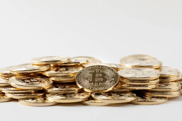 Piled Spread Bitcoin Object Cryptocurrency Concept — Photo