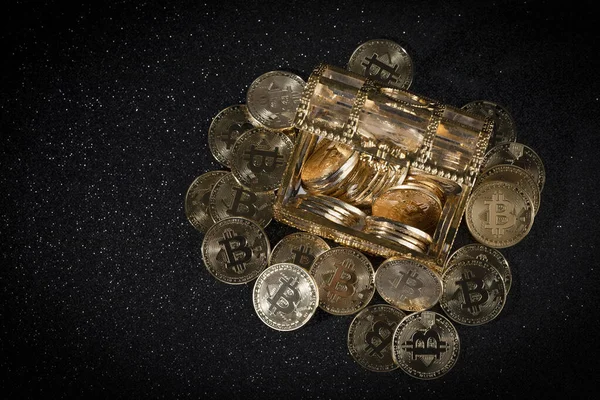 Bitcoin Treasure Box Chest — ストック写真