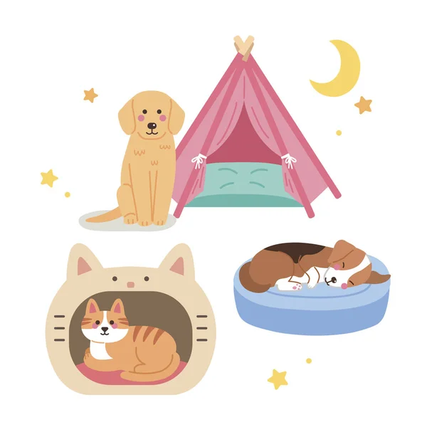 Pet Food Related Cats Dogs Drawing — ストックベクタ