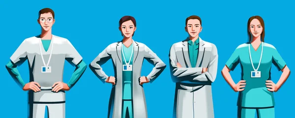 Heroes Daily Life Medical Staffs Vector Illustration — Image vectorielle