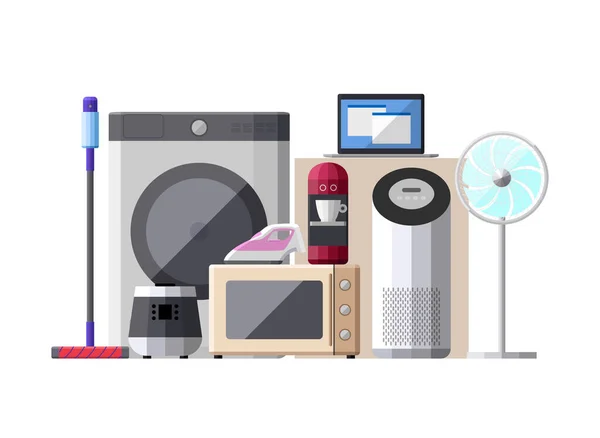 Digital Household Appliance Gadget Objects Vector Illustration — ストックベクタ