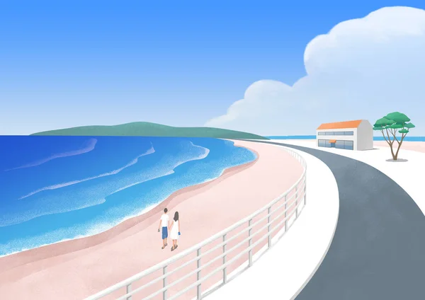 Beach Walk Summer — ストックベクタ