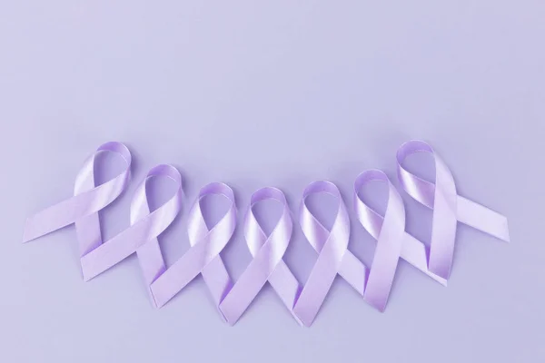 Purple Ribbons Purple Background — Stock Photo, Image