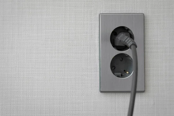 Plugged Power Socket Outlet — Stock Photo, Image