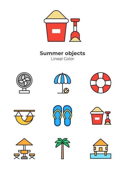 Summer Beach Fashion Object Line Icon Series — Stock Vector