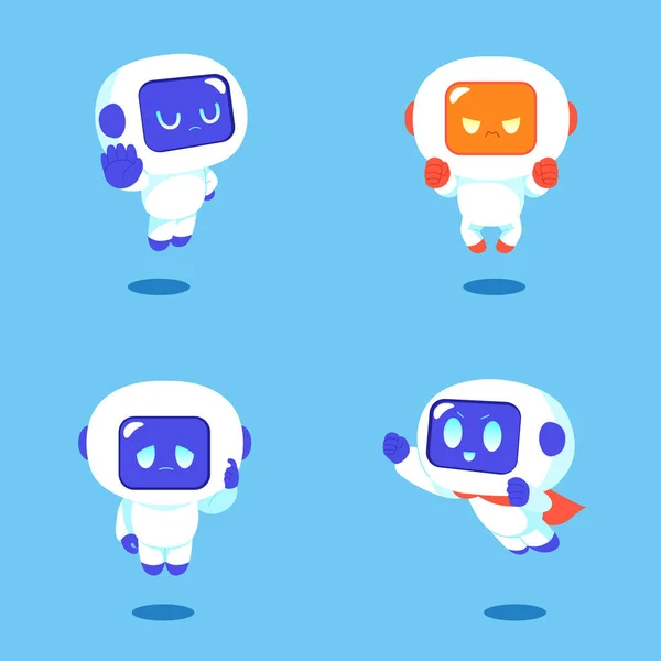 Conjunto Personajes Dibujos Animados Lindos Robots Ilustración Vectorial — Vector de stock