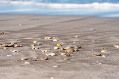 Deniz kıyısındaki taşlı kumlar.