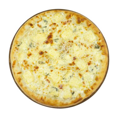 Dört peynirli pizza, restoran menüsü için fotoğraf..