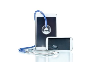 Modern hastalığı, dijital tablet, cep telefonu ve stetoskop