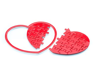 Split heart-shaped puzzle,  relation broken clipart