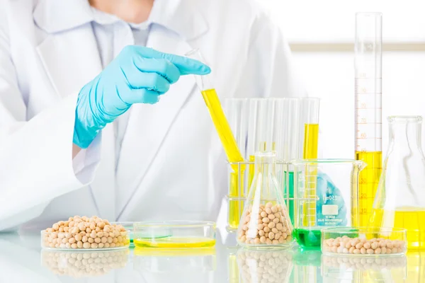 Biotechnológiai laboratórium kifejlesztése géntechnológiával módosított élelmiszer — Stock Fotó