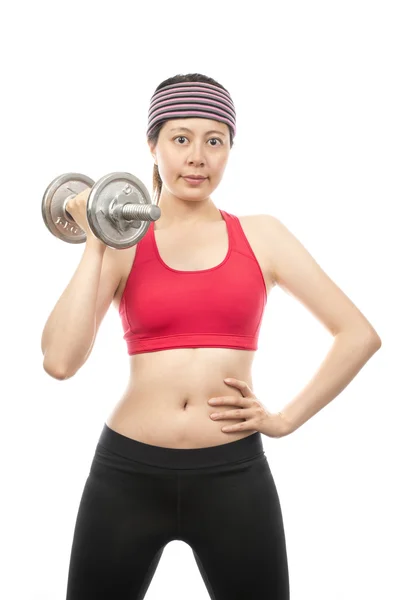 Woman with dumbbells — Stock Photo, Image