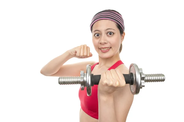 Woman with dumbbells — Stock Photo, Image