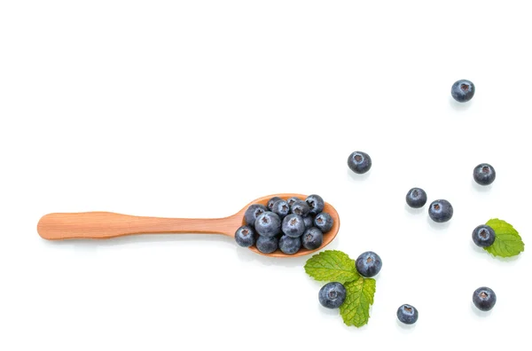 Fresh blueberries with leaf, healthy, natural, Wood — Stock Photo, Image