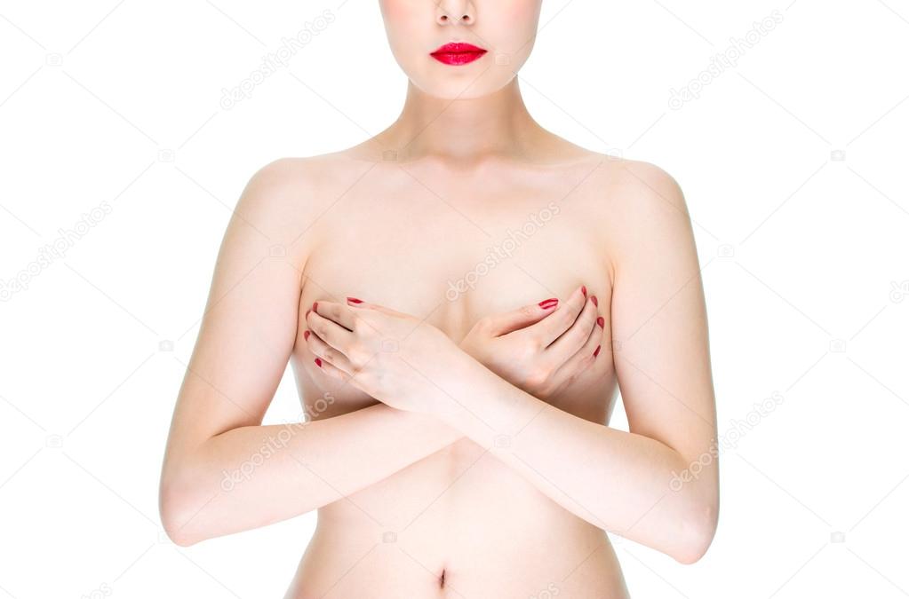 Breast Cancer Awareness, woman doing a self check breast exam