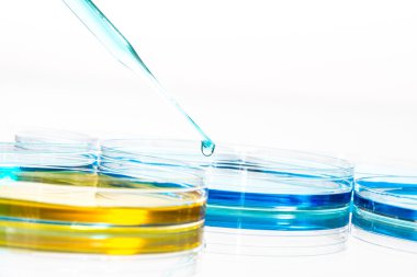 Laboratuvar ekipmanları bilimsel araştırma, yansıtıcı beyaz backg