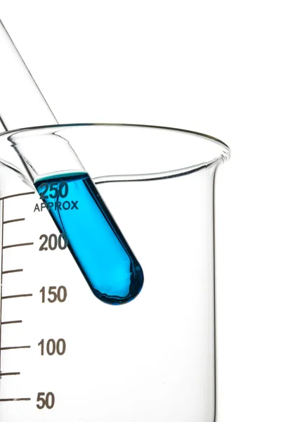 Test tubes blue liquid, Laboratory Glassware — Stock Photo, Image