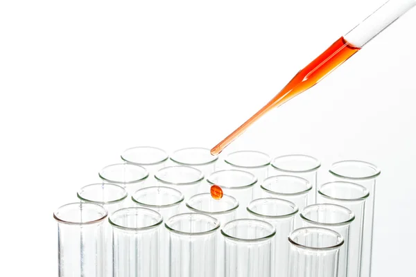 Test tubes and pipette drop, Laboratory Glassware — Stock Photo, Image