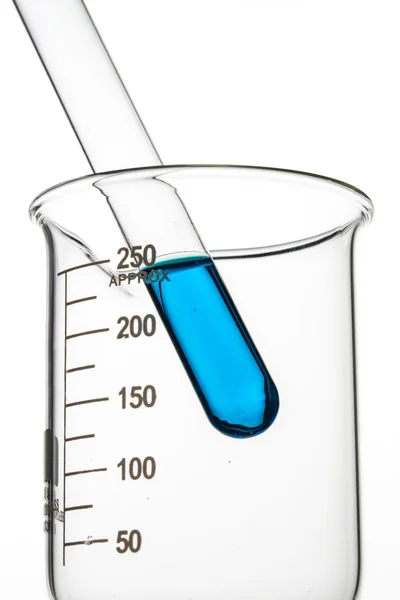 Test tubes blue liquid, Laboratory Glassware — Stock Photo, Image