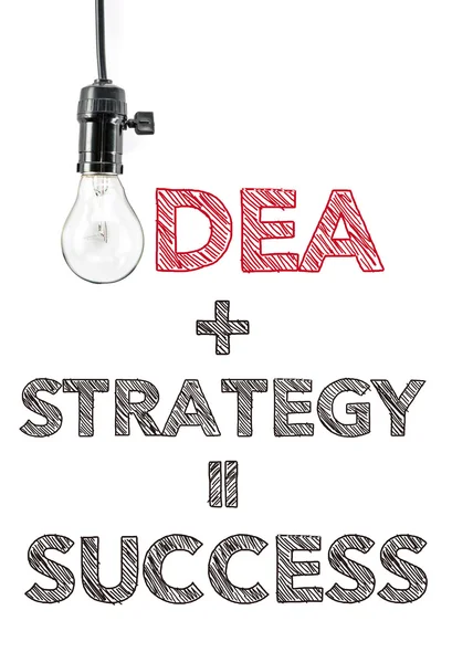 Idea più strategia uguale successo, scrittura a mano, innovazione — Foto Stock