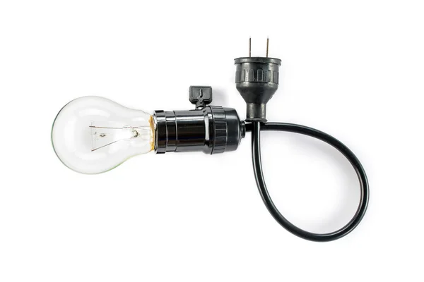 プラグ、ランプ ホルダー、ケーブル タングステン電球 — ストック写真