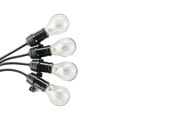 プラグ、ランプ ホルダー、ケーブル 4 タングステン電球 — ストック写真