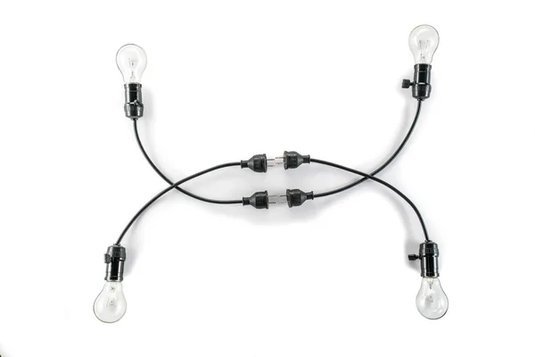 Glödlampa med plugg och Lamp Holder, kabel volfram fyra — Stockfoto
