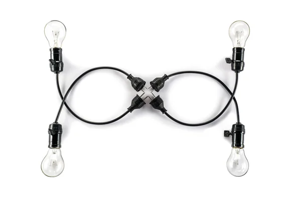 Glödlampa med plugg och Lamp Holder, kabel volfram fyra — Stockfoto