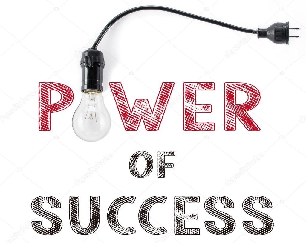 power of success phrase and light bulb, hand writing business