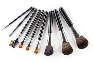 birtakım kozmetik fırça, yüksek açılı görünüş, moda ve güzellik