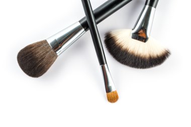 bir dizi kozmetik fırça, yüksek açılı görünüş, güzellik