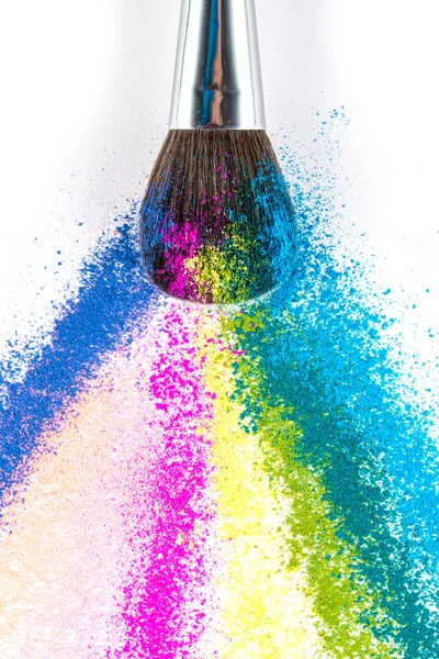 Multi Colored Powder Eyeshadow with Brush, fashion beauty tool — Stockfoto