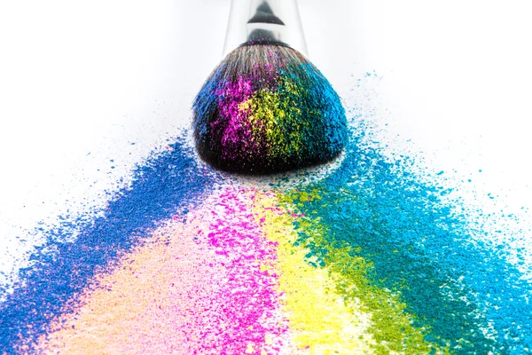 Multi Colored Powder Eyeshadow with Brush, fashion beauty tool — Stockfoto