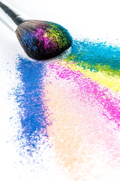 Multi Colored Powder Eyeshadow with Brush, fashion beauty tool — Stockfoto