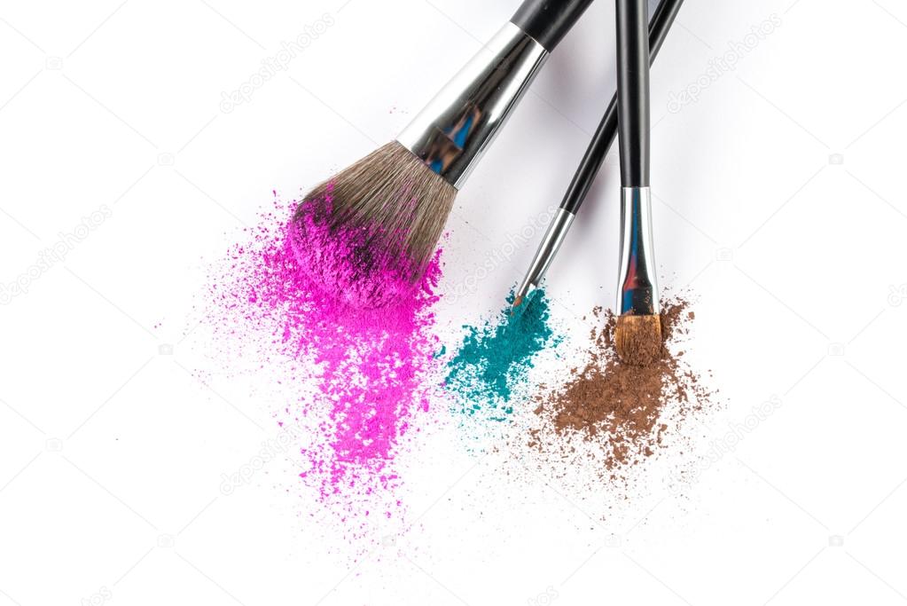 Multi Colored Powder Eyeshadow on a Brush, fashion beauty tool