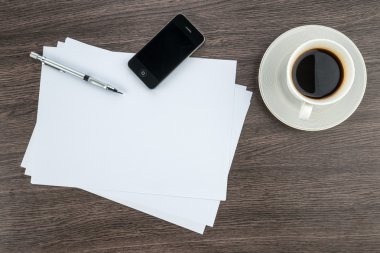 Akıllı telefon, kağıt ve kahve ile çizim kalem 