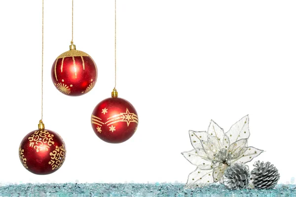Lyxiga Christmas ball, blomma och kotte, hängande dekoration — Stockfoto