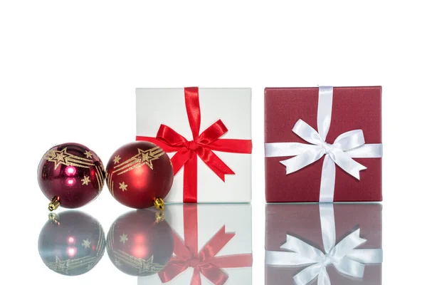 Luxury color gift box with  christmas decoration — Zdjęcie stockowe
