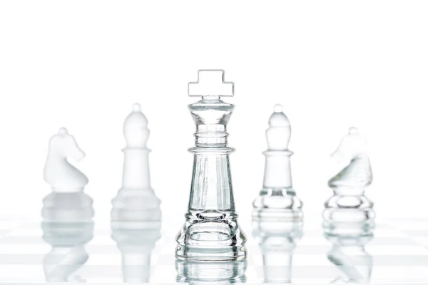 Vállalati stratégia üzleti választás, átlátszó üveg sakk grou — Stock Fotó