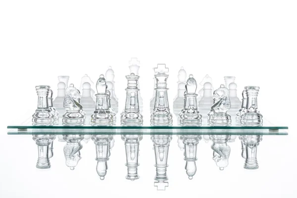 Grupo de ajedrez cristal transparente difuminación silueta equipo desafío — Foto de Stock