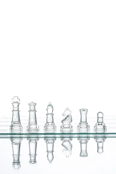 Groupe verre transparent Chess, Reflection Studio Shot War — Photo